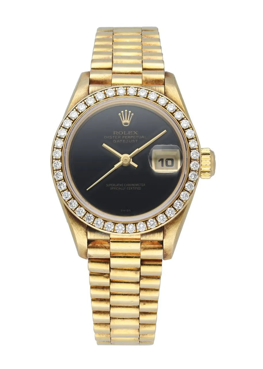 Rolex Gold Diamond Ladies Black