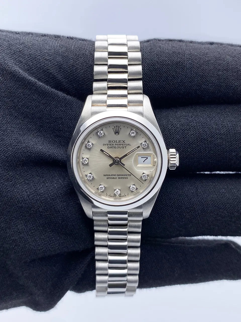 oyster Rolex Datejust Silver Diamond - Hình 2
