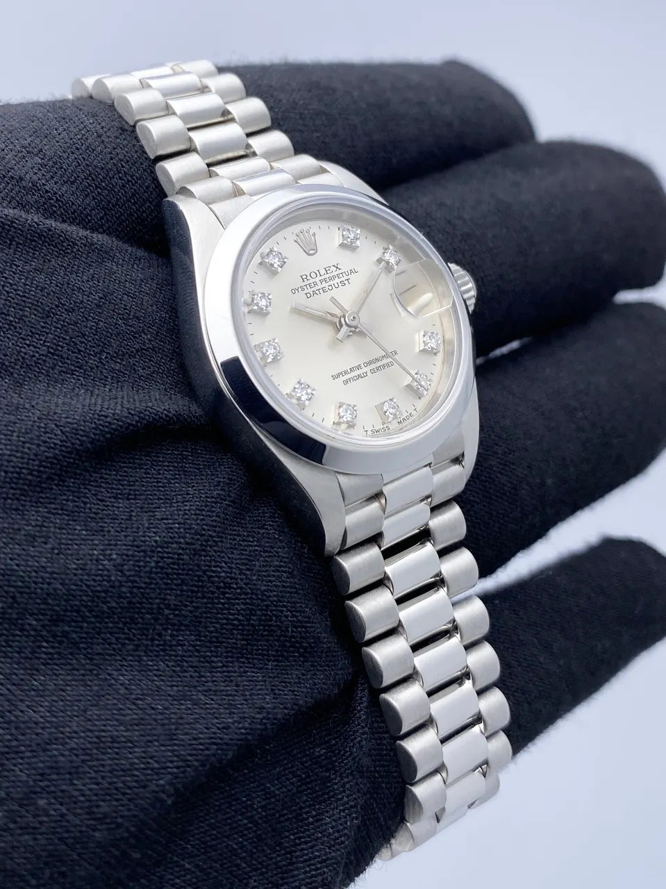 oyster Rolex Datejust Silver Diamond - Hình 3