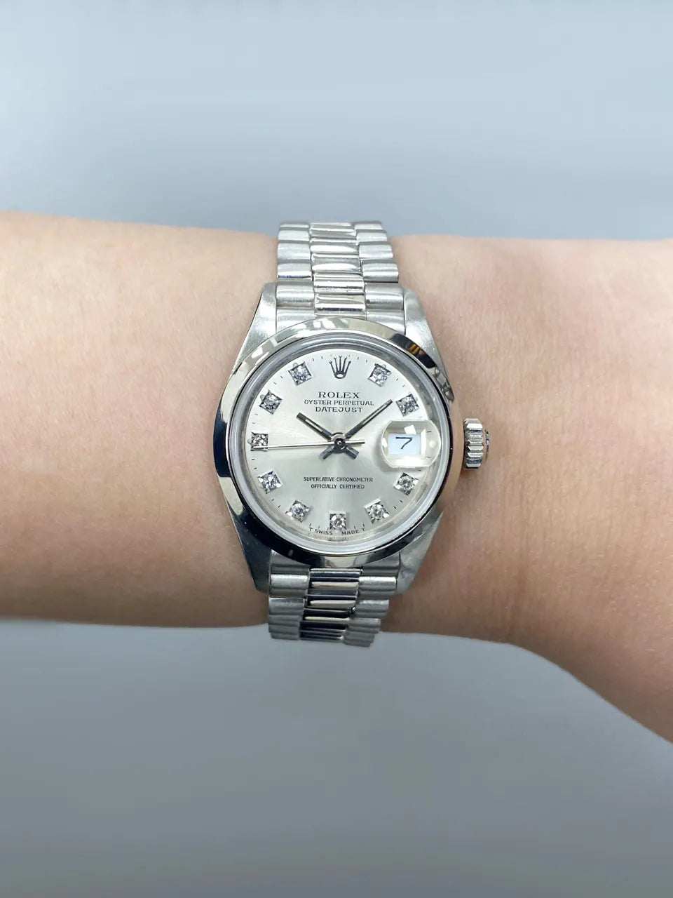 oyster Rolex Datejust Silver Diamond - Hình 8