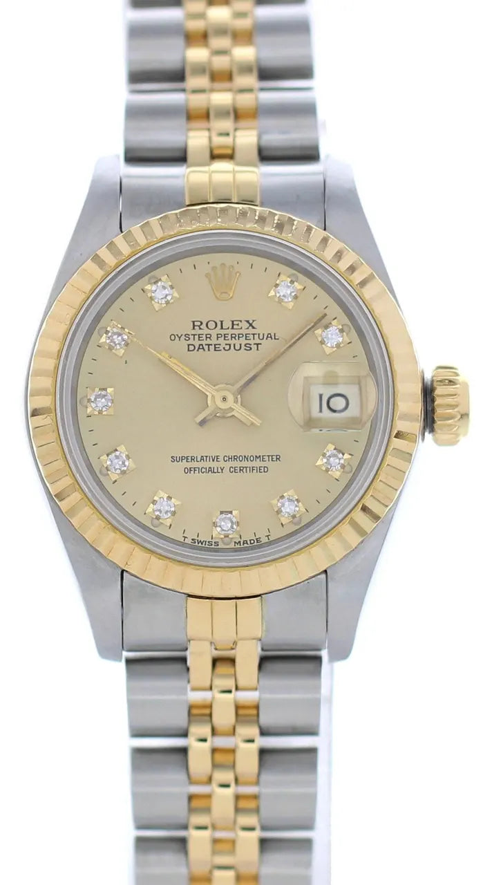 datejust ladies Rolex Gold Champagne Diamond
