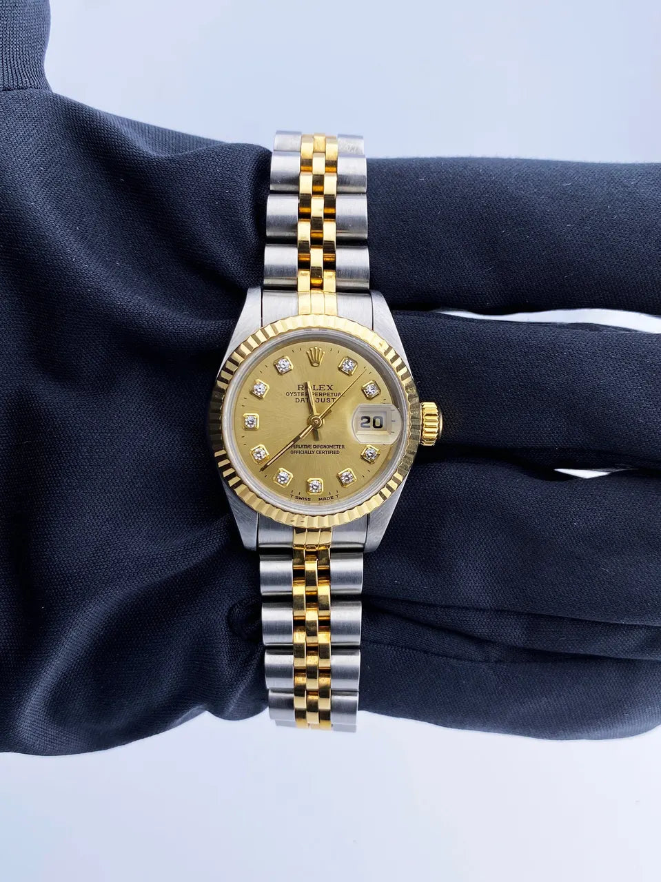 datejust Rolex Gold Diamond Champagne Dial - Hình 2