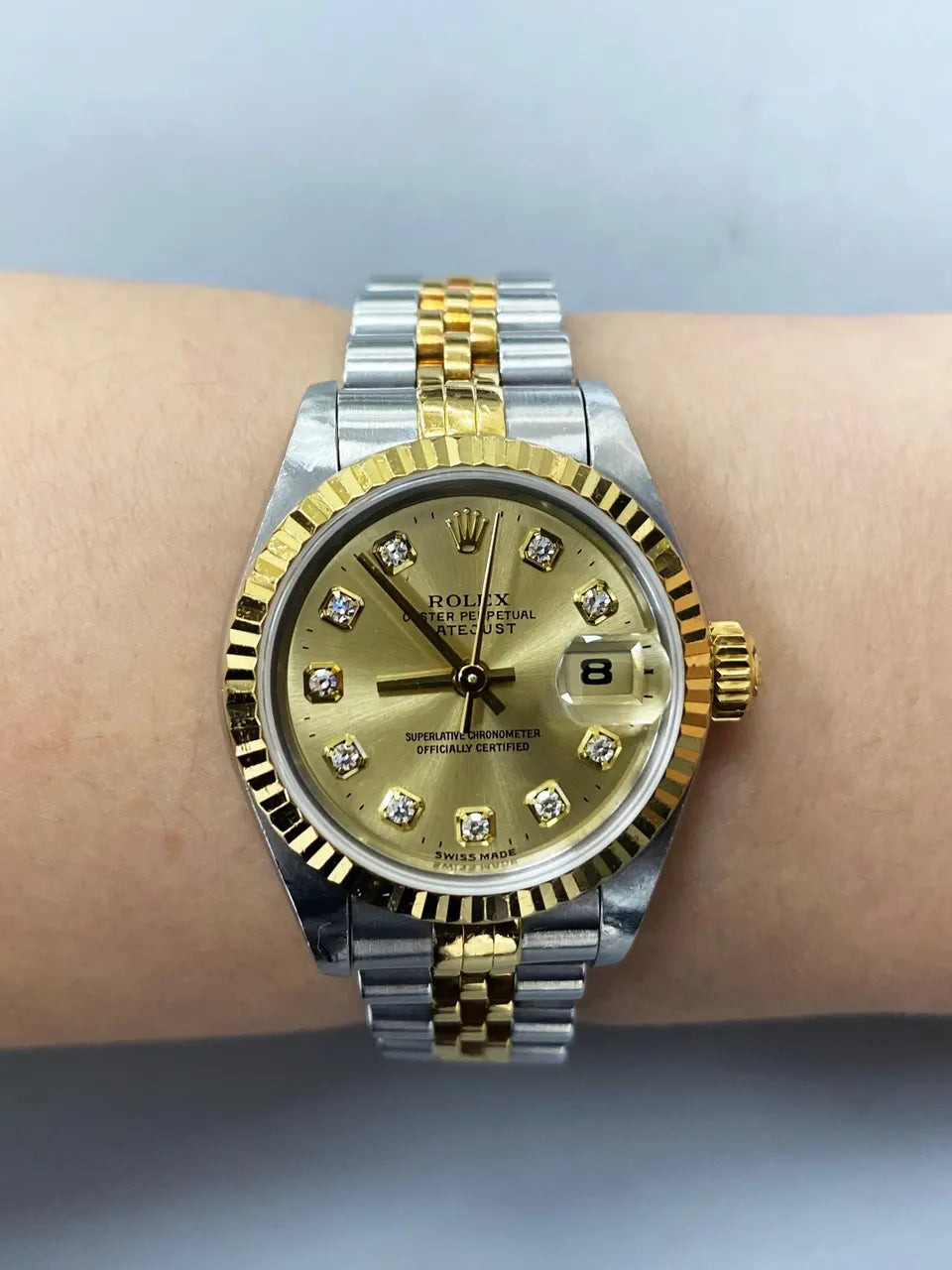 Rolex Gold Diamond Champagne Dial datejust two - Hình 8