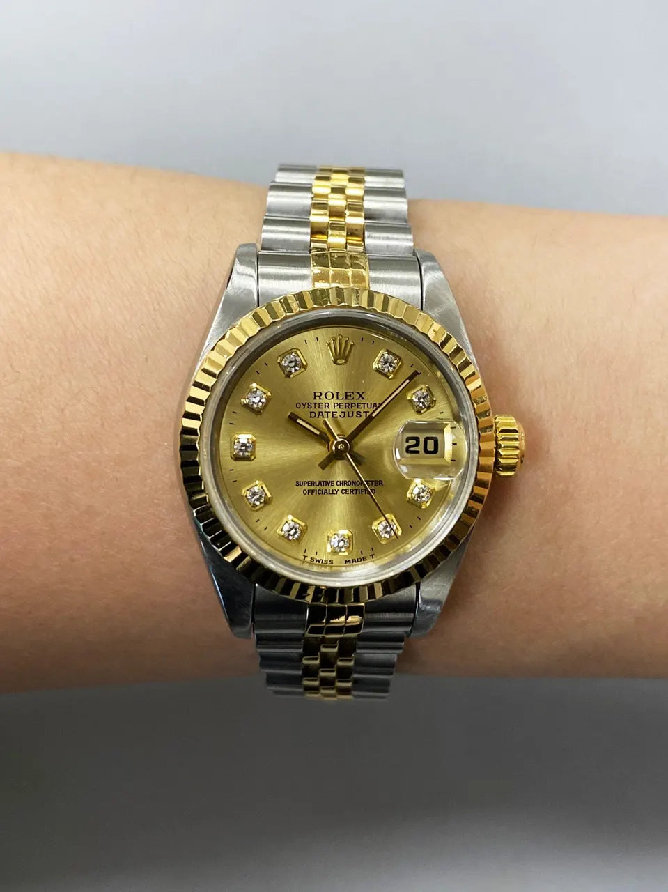 datejust Rolex Gold Diamond Champagne Dial - Hình 9