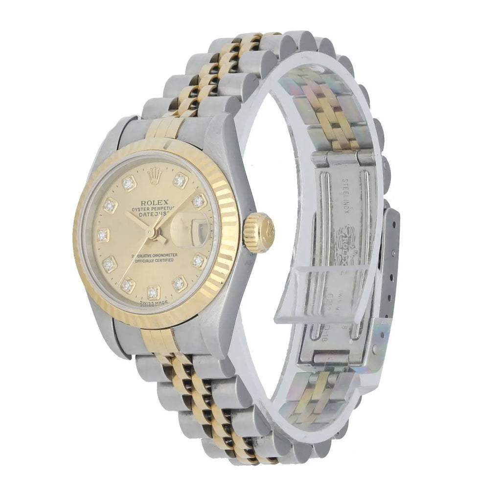 datejust Rolex Gold Diamond Ladies Watch - Hình 2