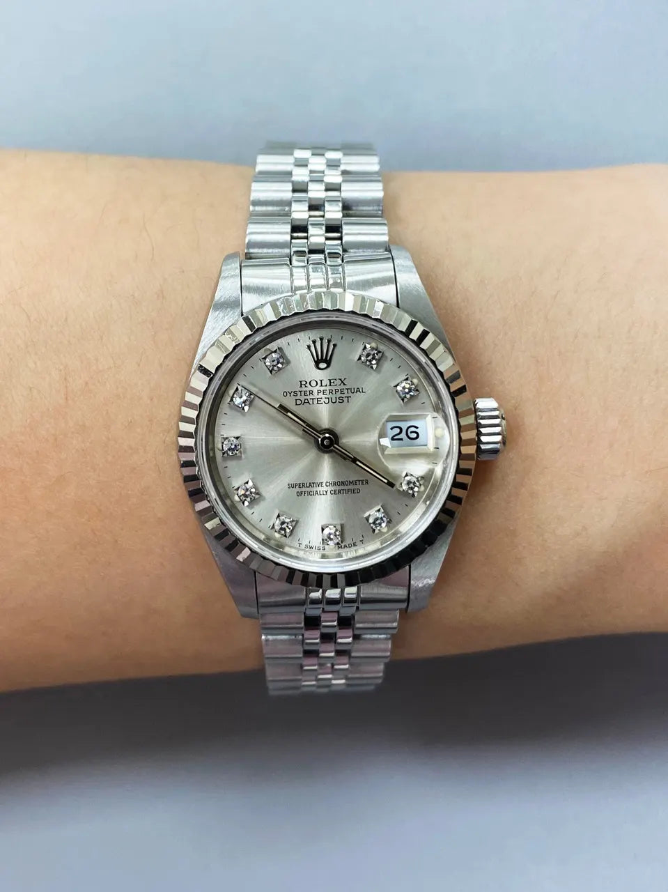 Rolex Silver Diamond Datejust - Hình 8