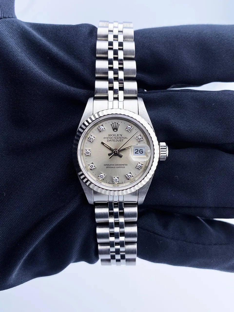 Rolex Silver Diamond Datejust - Hình 2