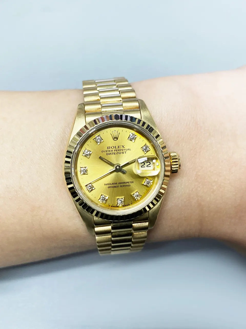 champagne Rolex Gold Datejust Diamond - Hình 9