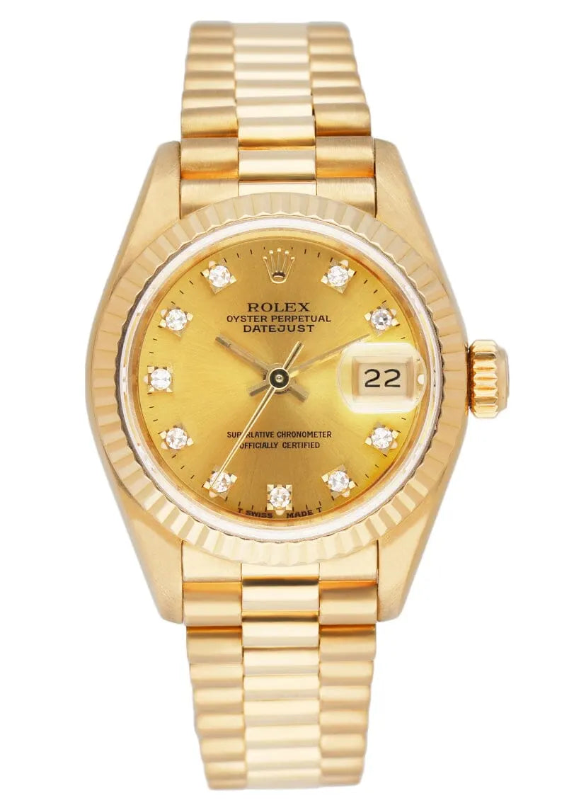 champagne Rolex Gold Datejust Diamond