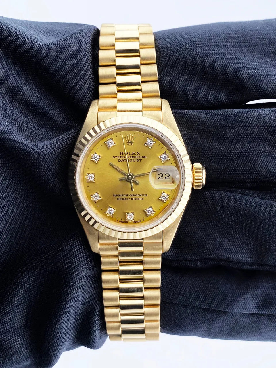 champagne Rolex Gold Datejust Diamond - Hình 3