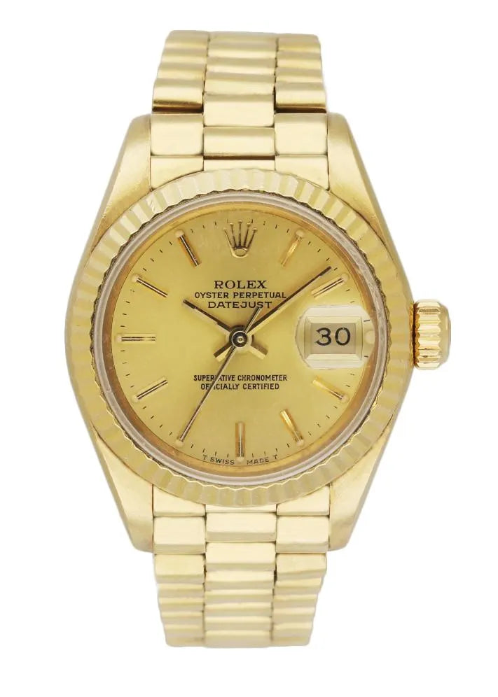 fluted Rolex Gold Champagne Datejust
