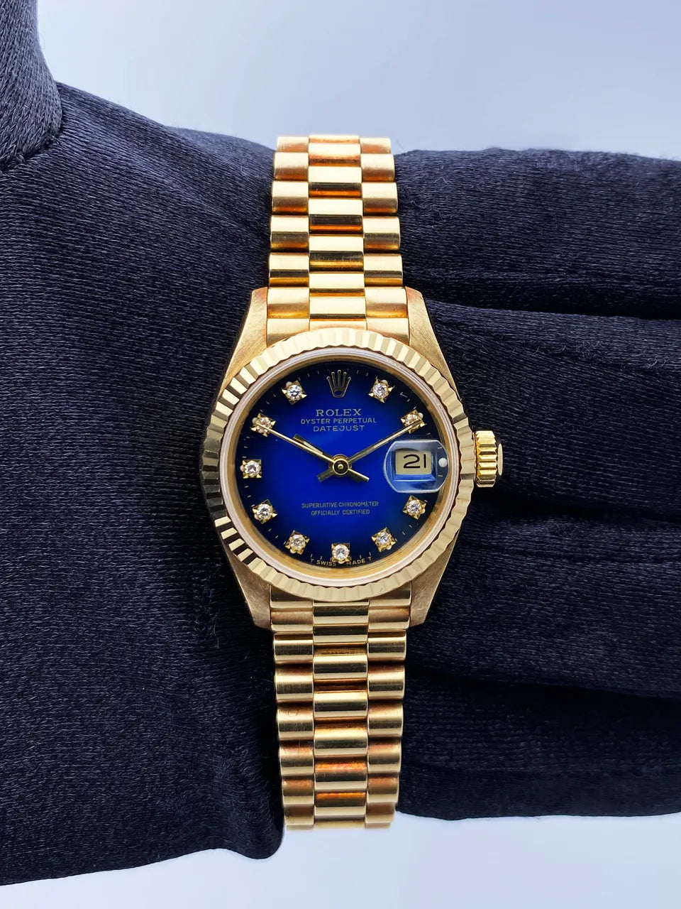 Rolex Gold Blue Diamond Dial - Hình 2
