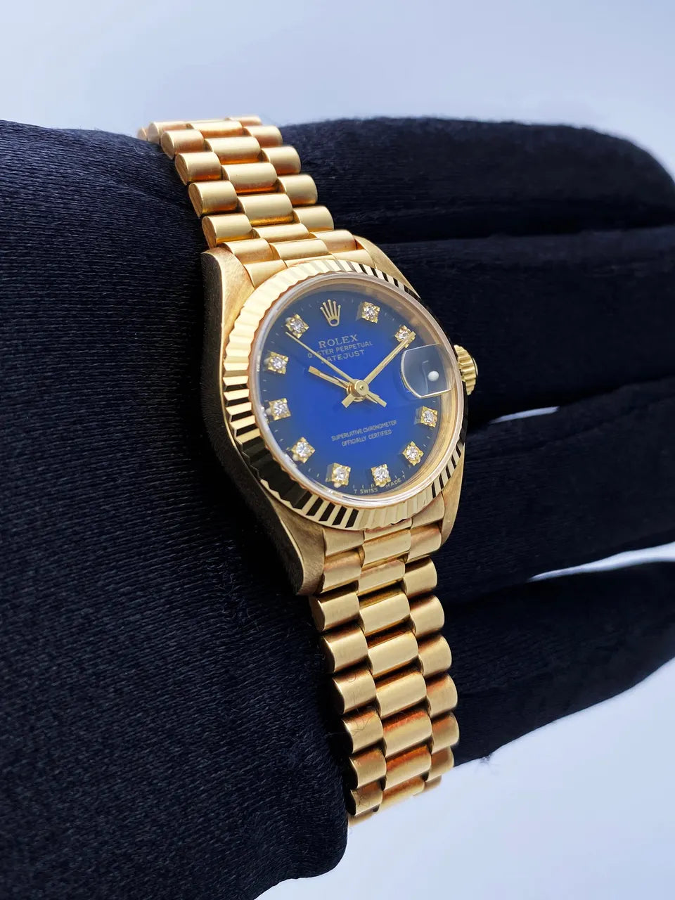 Rolex Gold Blue Diamond Dial - Hình 3