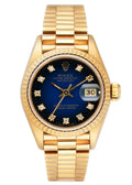 datejust Rolex Gold Blue Diamond Dial