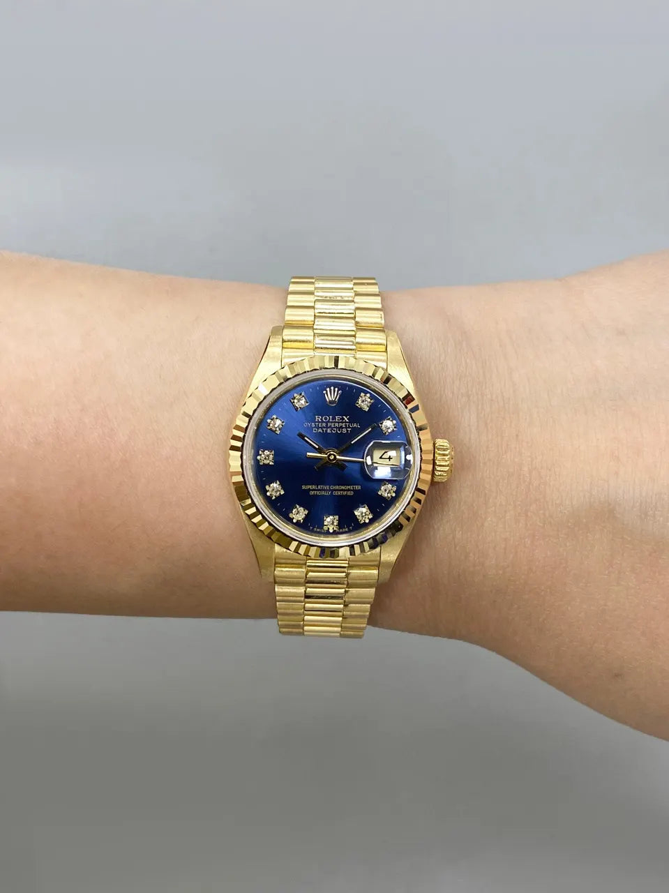 Rolex Gold Blue Diamond Dial - Hình 10
