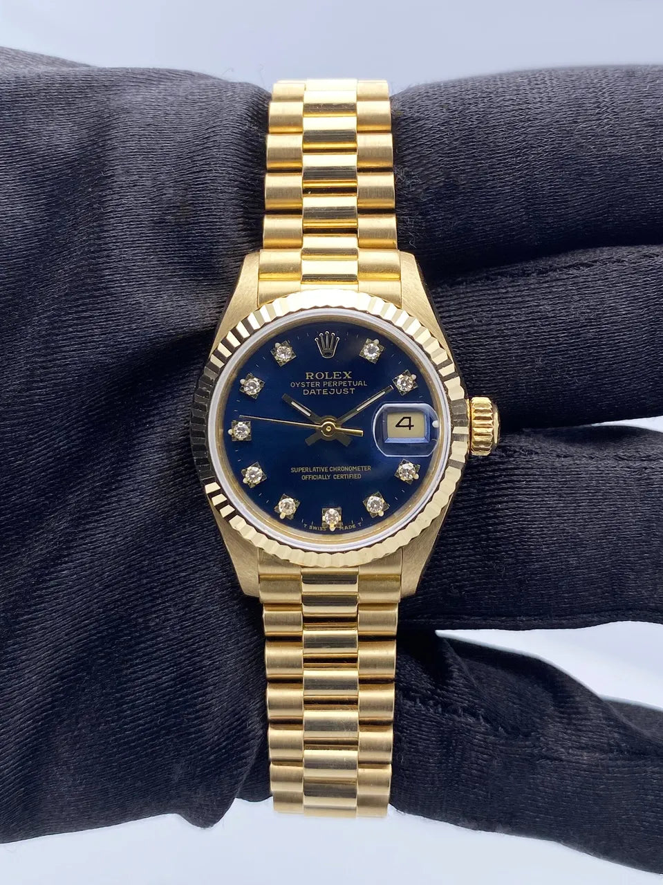 Rolex Gold Blue Diamond Dial - Hình 3