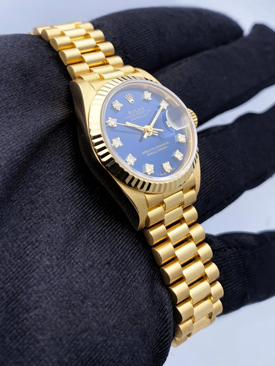 Rolex Gold Blue Diamond Dial - Hình 4