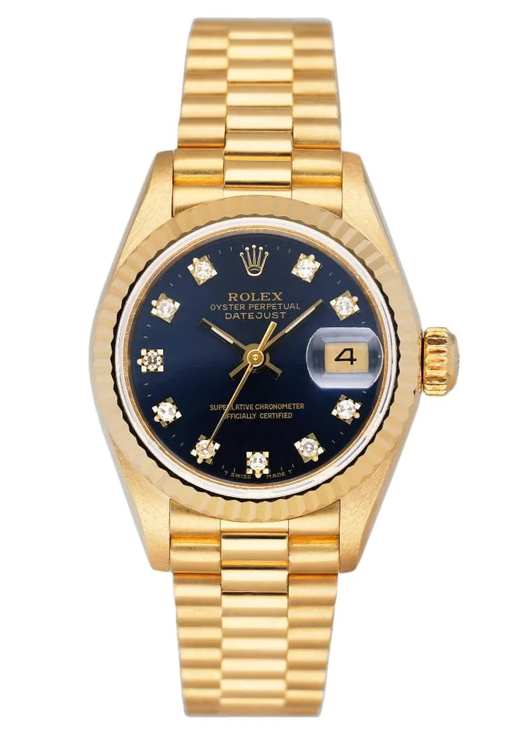 Rolex Gold Blue Diamond Dial
