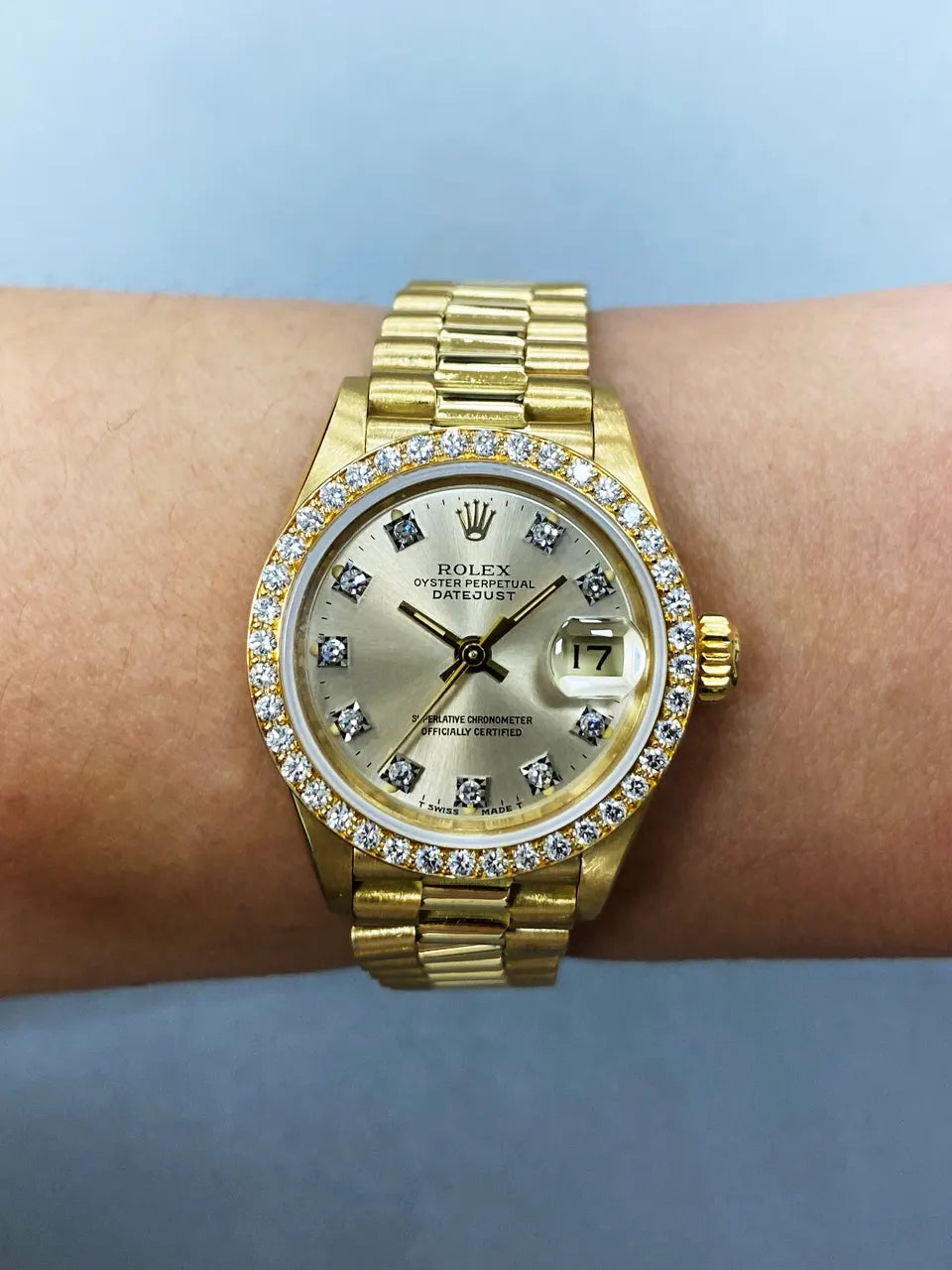 Rolex Gold Diamond Bezel Champagne - Hình 8