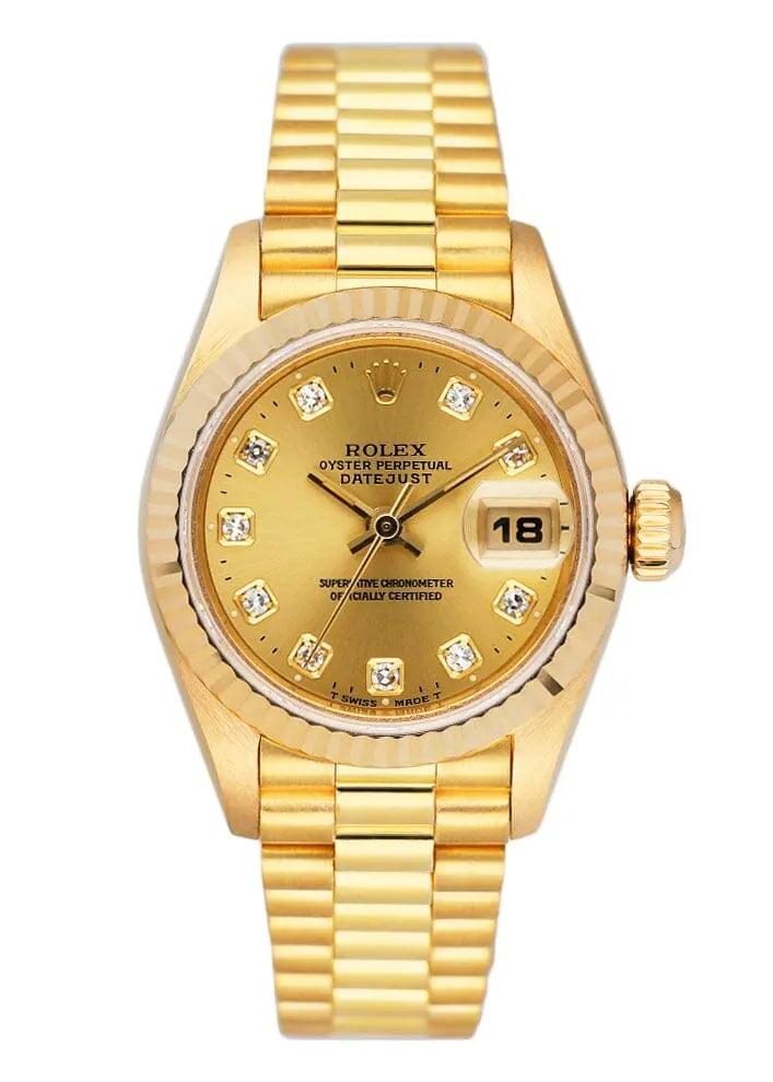dial fluted Rolex Gold Diamond Datejust