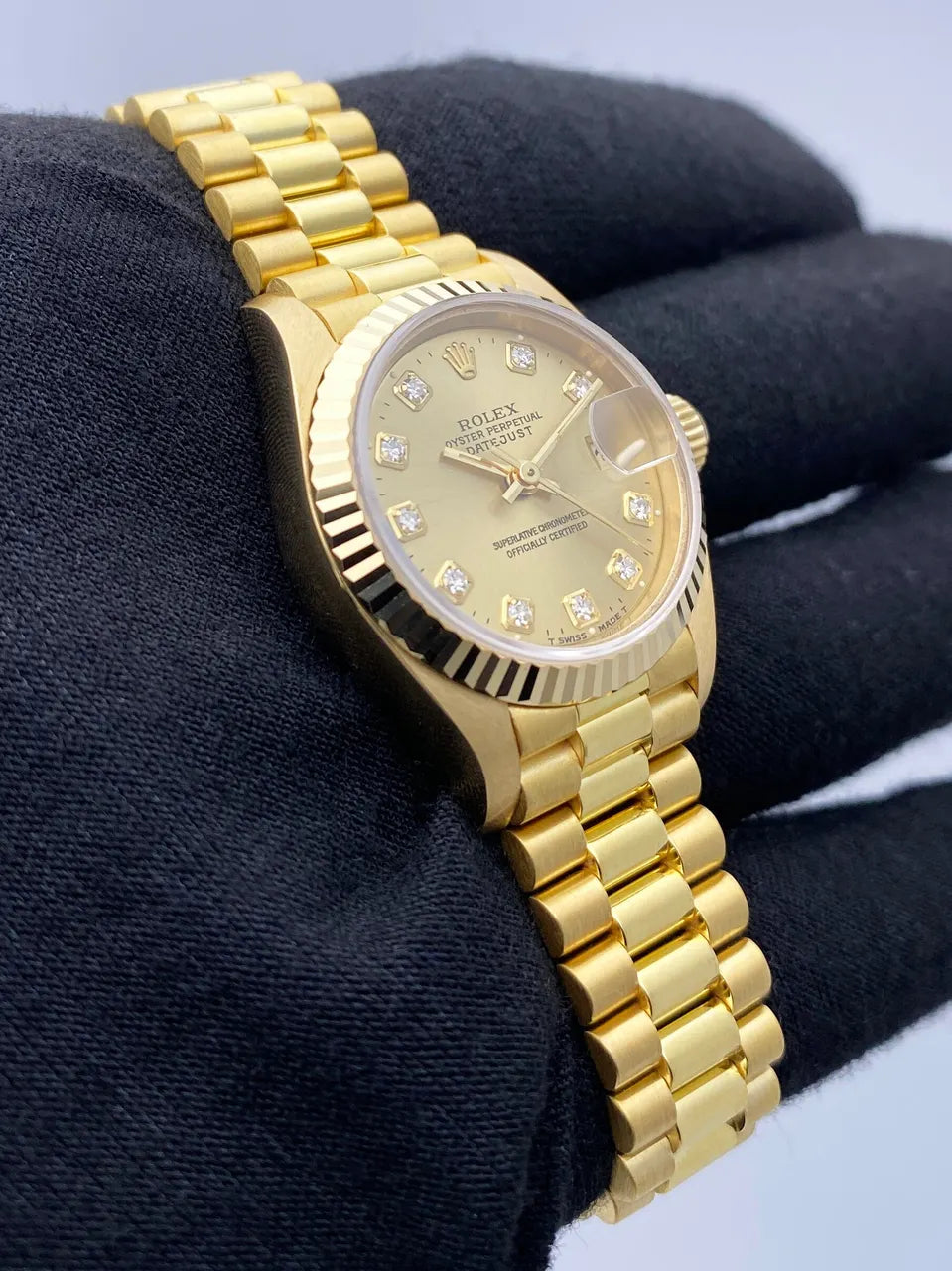 dial fluted Rolex Gold Diamond Datejust - Hình 3