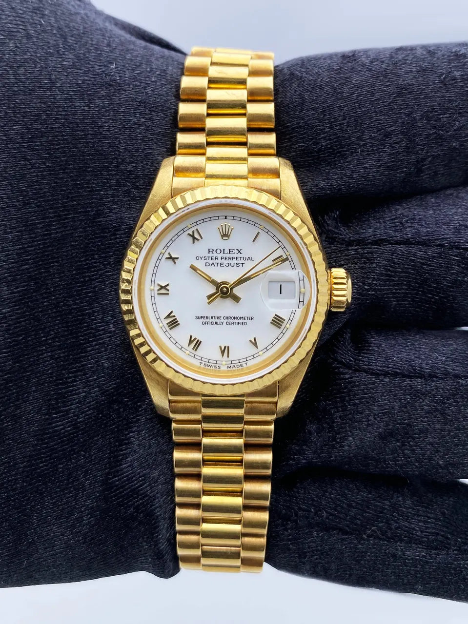 Rolex Datejust Gold White Roman - Hình 3