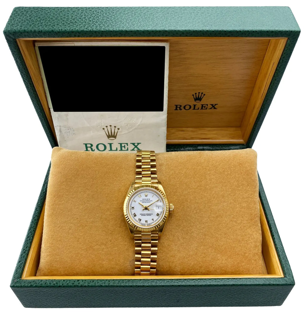 Rolex Datejust Gold White Roman - Hình 2