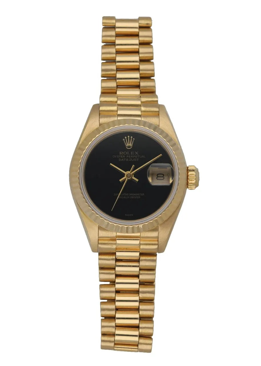 datejust Rolex Gold Black Dial