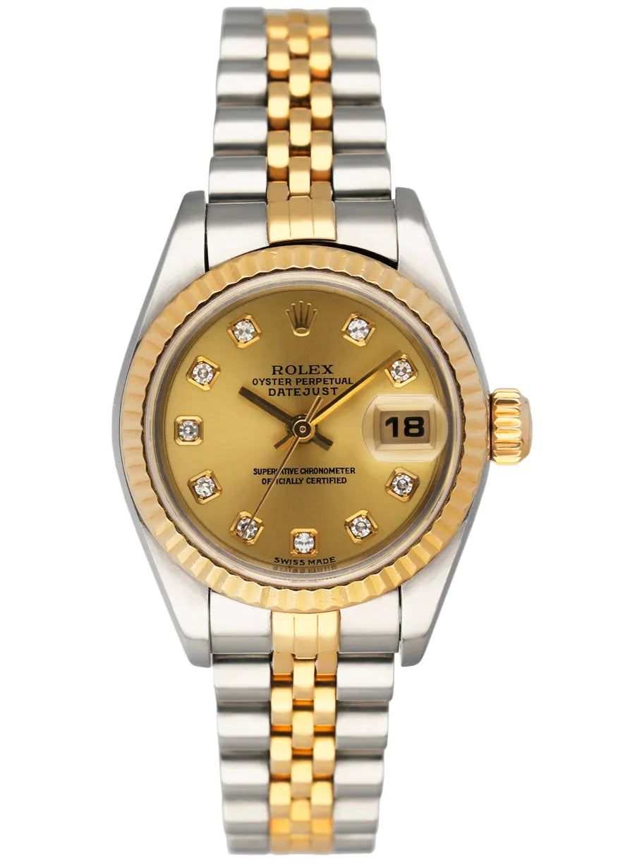 two Rolex Datejust Gold Diamond Dial