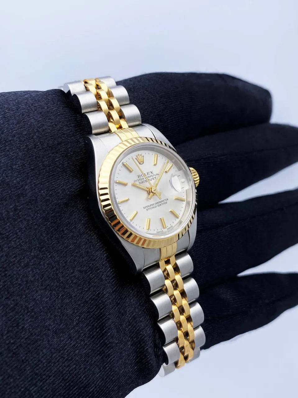 fluted Rolex Datejust Silver Dial Two-Tone - Hình 3