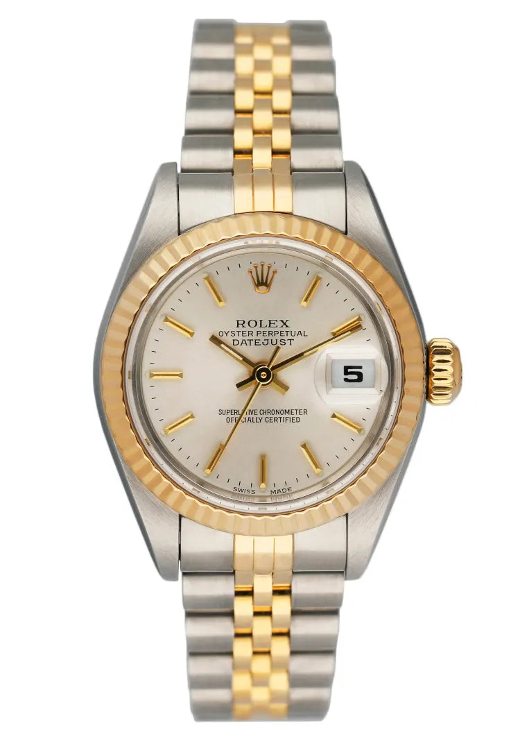 fluted Rolex Datejust Silver Dial Two-Tone
