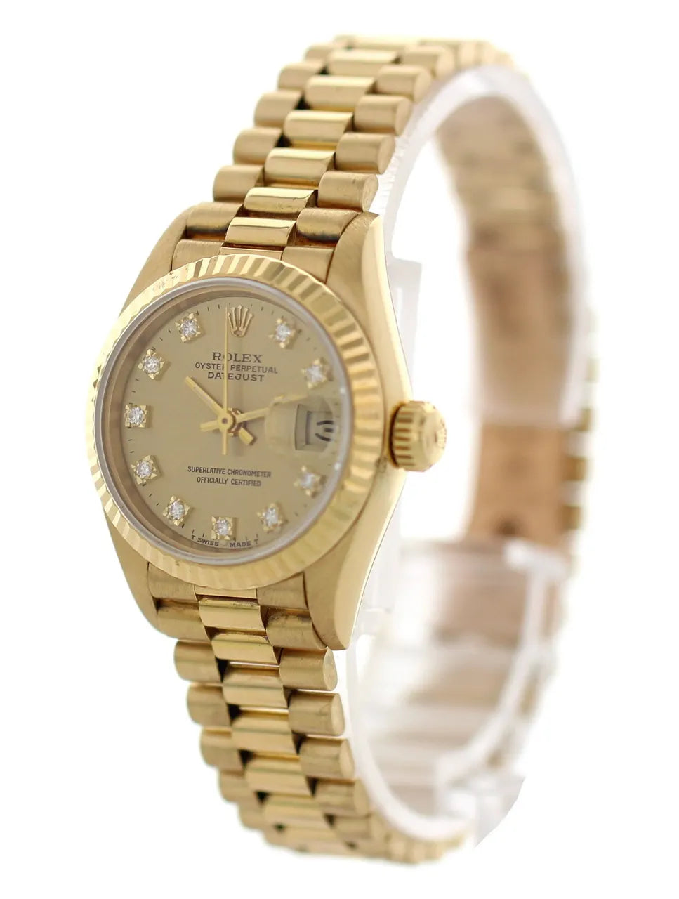 Rolex Gold Champagne Diamond Ladies - Hình 2