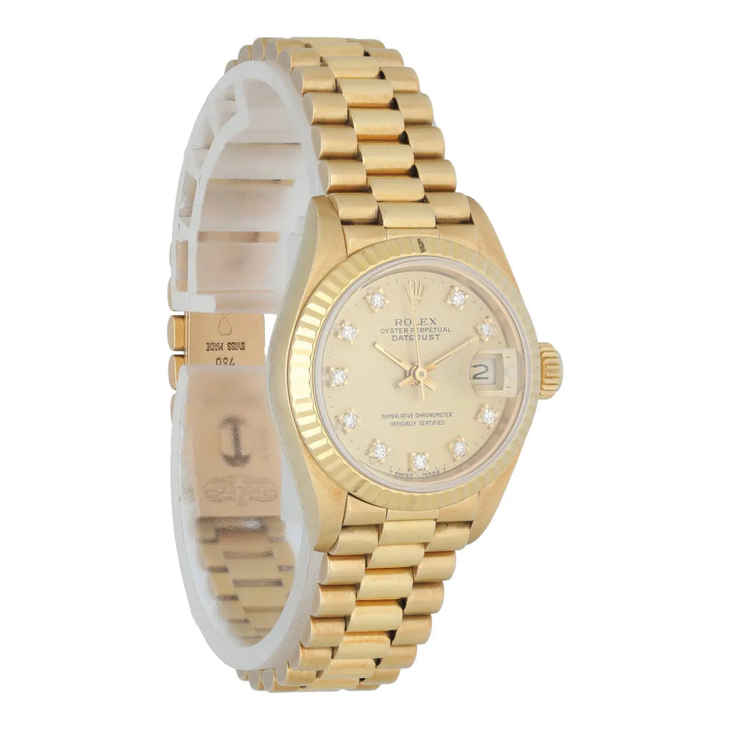 Rolex Datejust Gold Champagne Dial Diamond Markers - Hình 3