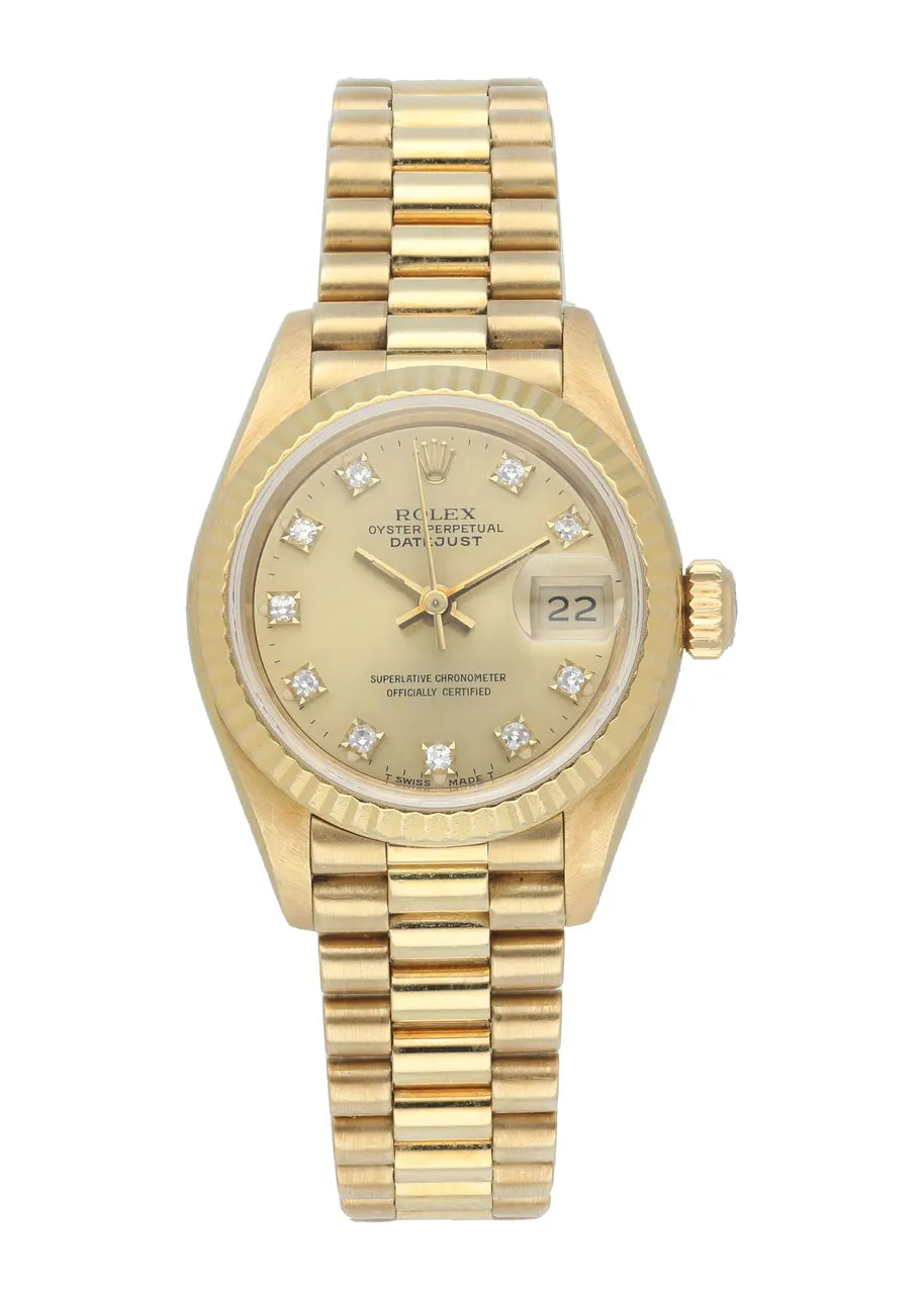 Rolex Datejust Gold Champagne Dial Diamond Markers