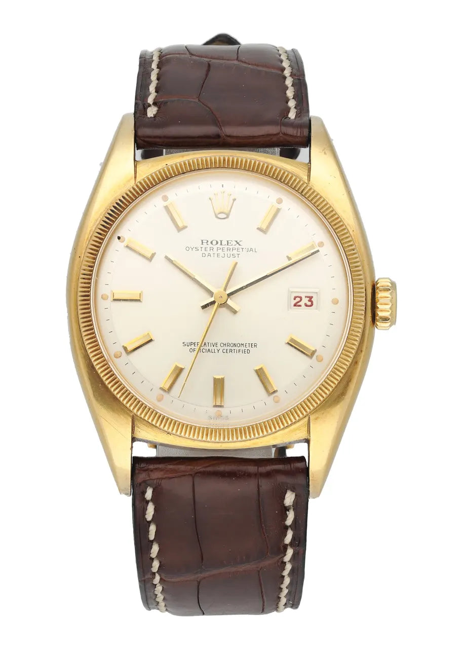 Rolex Gold Datejust Brown Leather