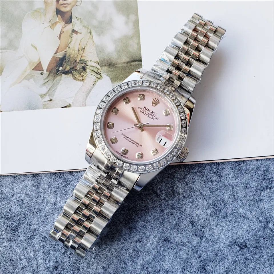 Rolex Pink Diamond Bezel Datejust - Hình 4