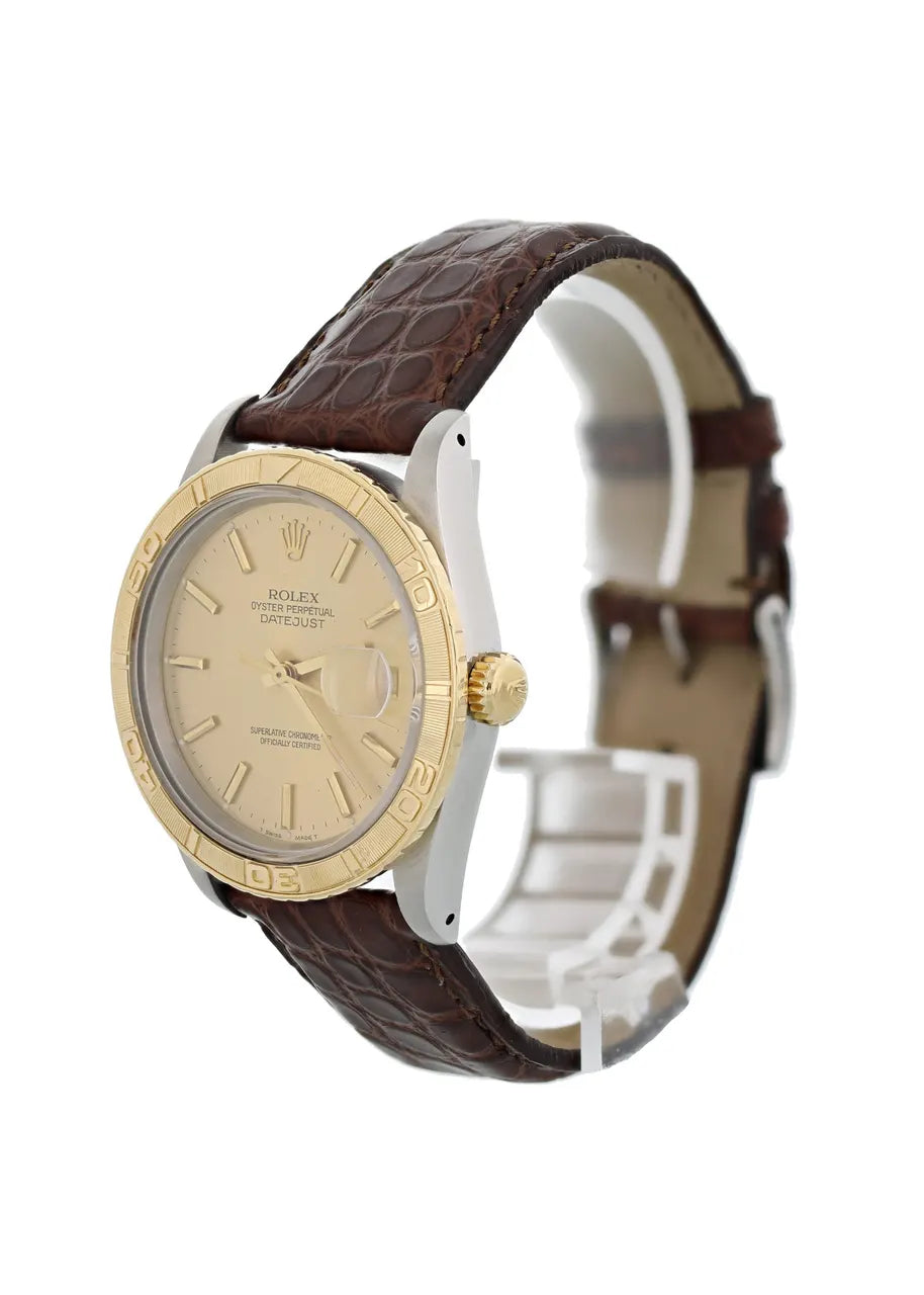 Rolex Two-Tone Gold Brown Leather - Hình 3