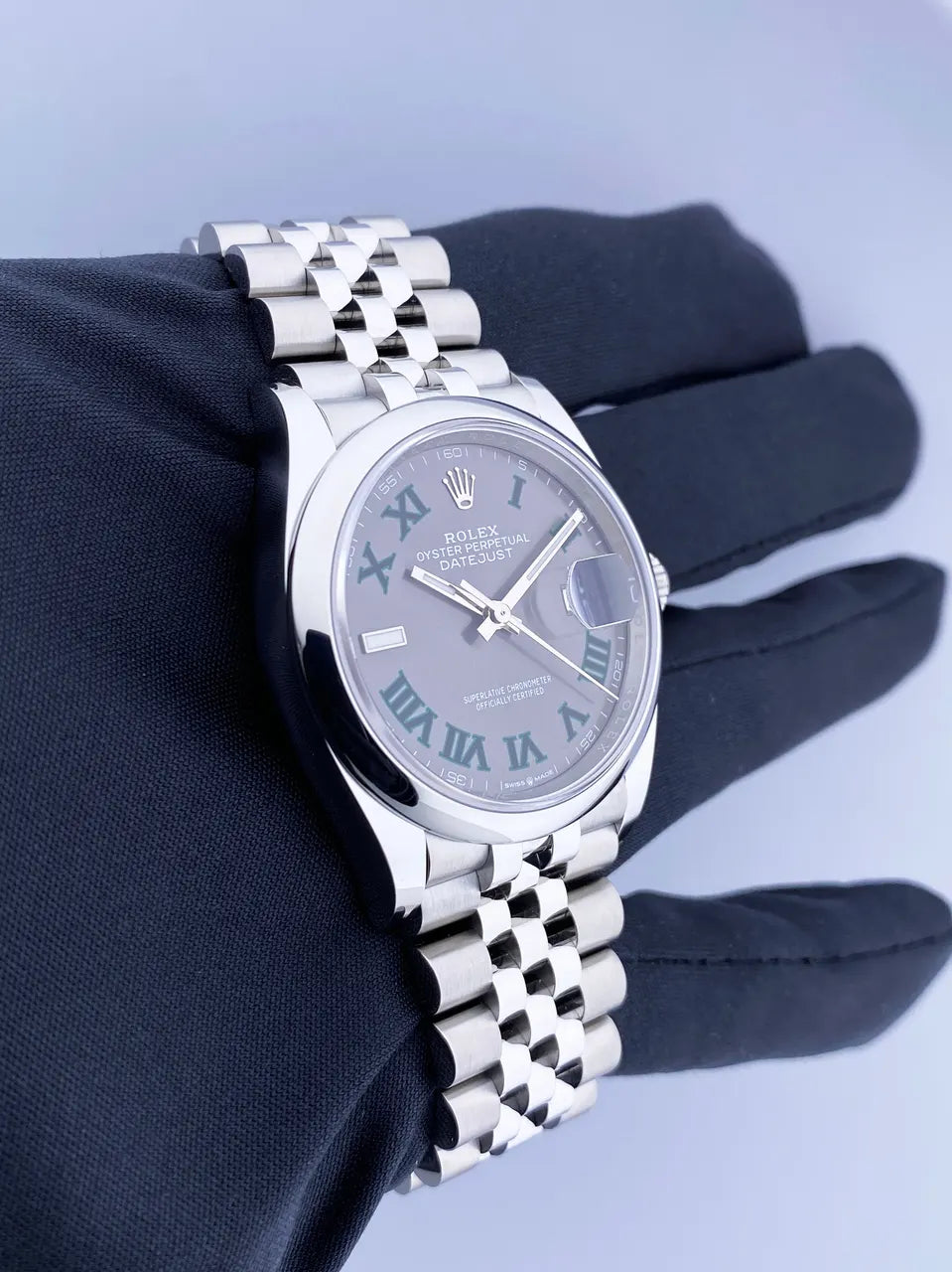 Rolex Green Roman Datejust - Hình 4