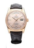 Rolex Rose Gold Leather Diamond