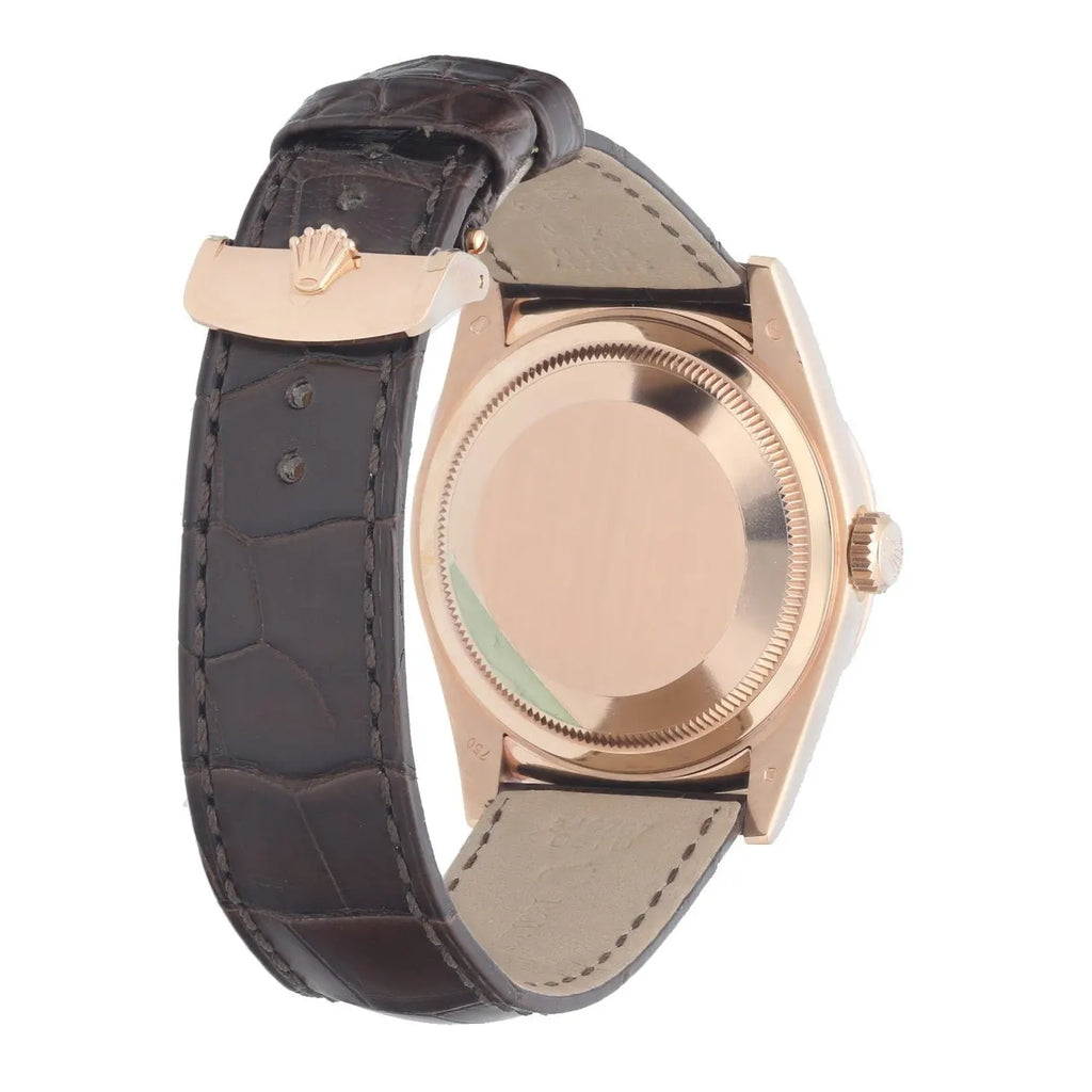 Rolex Rose Gold Leather Diamond - Hình 4