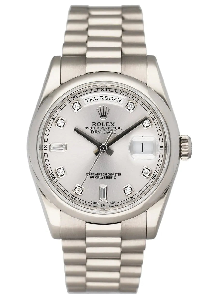 Rolex Silver Diamond Day-Date dial