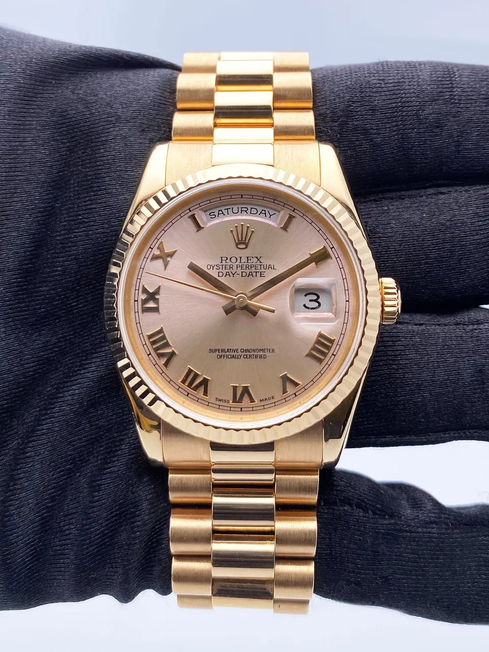Rolex Day-Date Pink Dial Gold - Hình 2