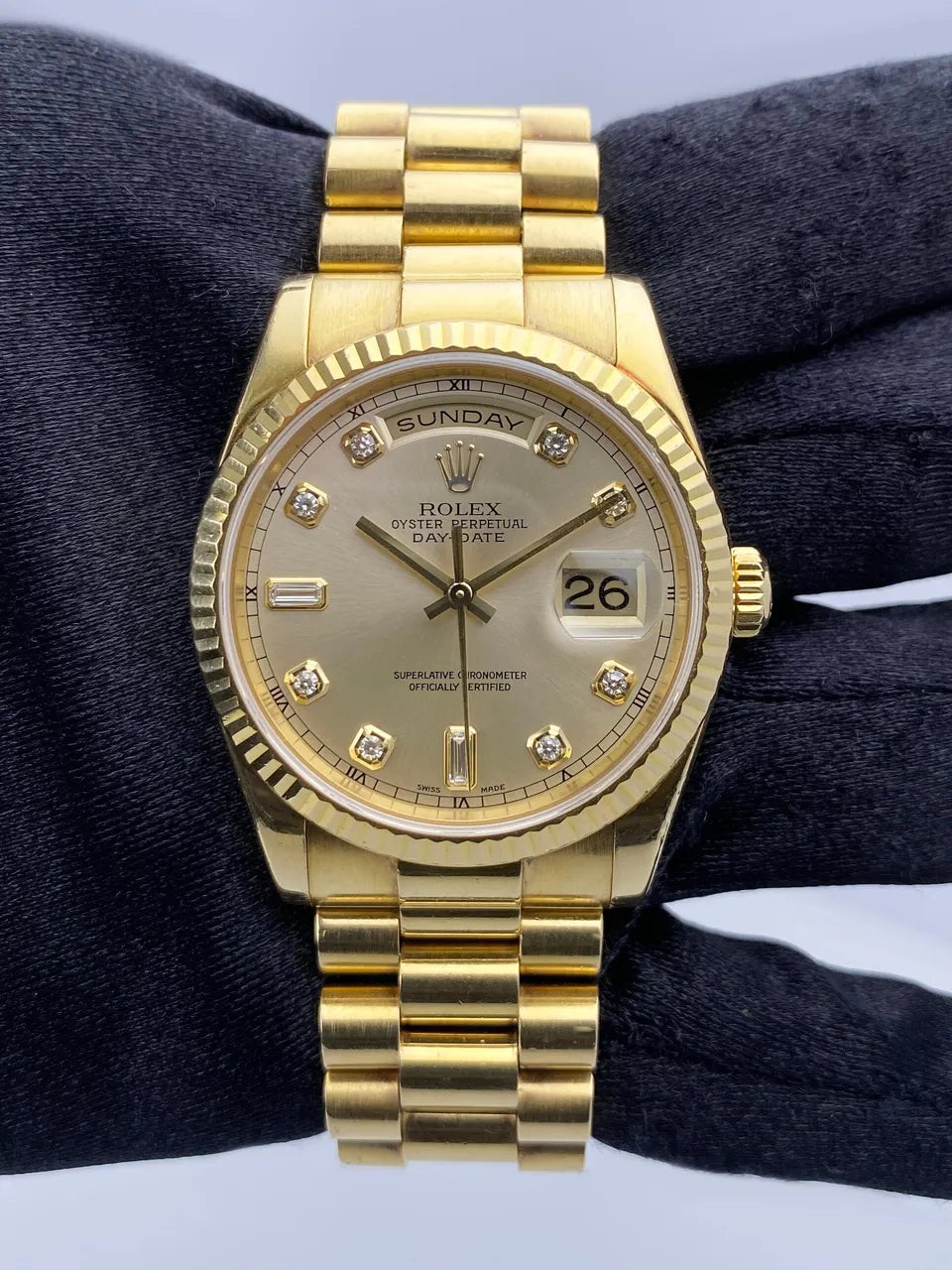 day Rolex Gold Diamond Champagne - Hình 3