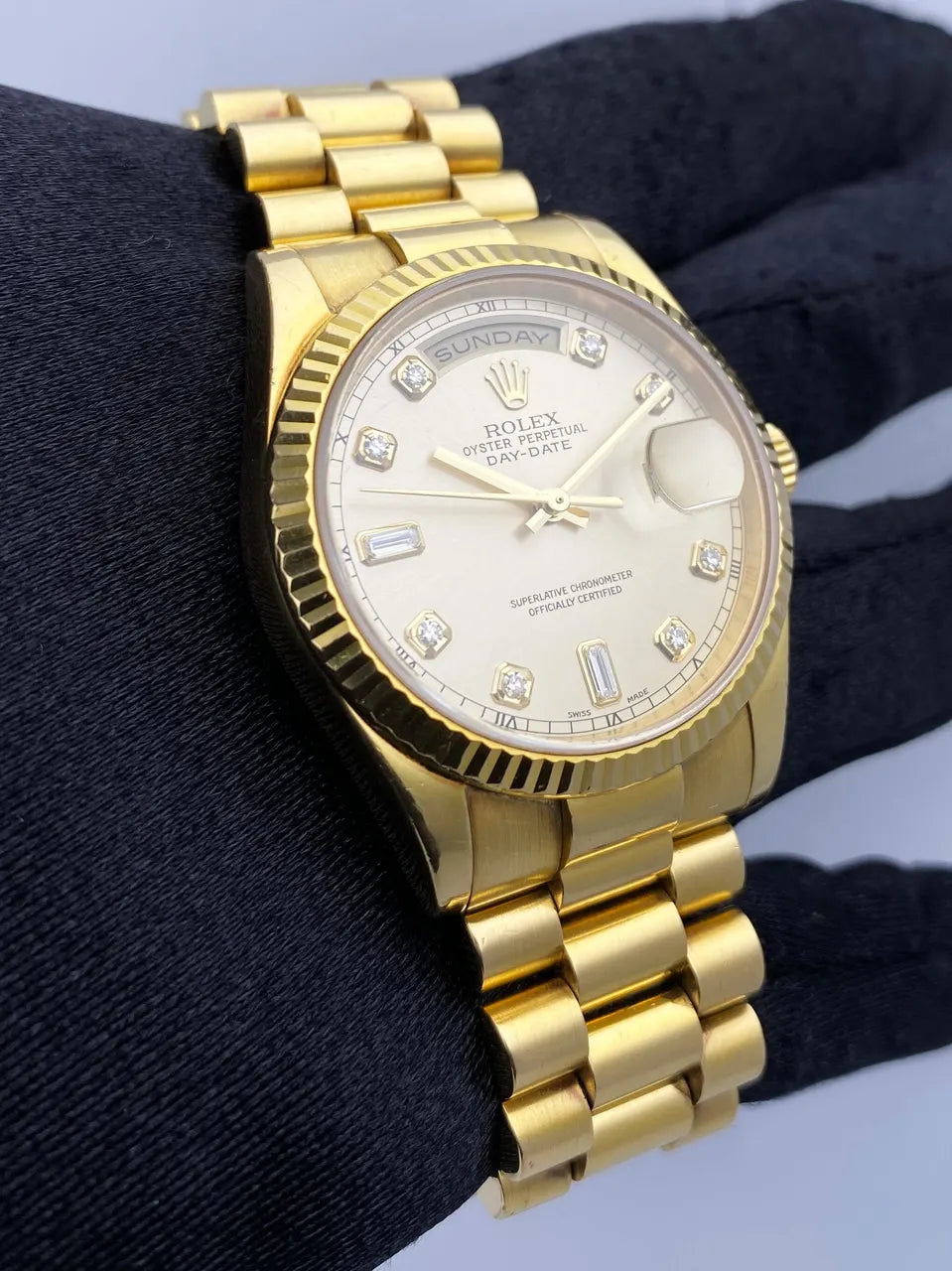 day Rolex Gold Diamond Champagne - Hình 4