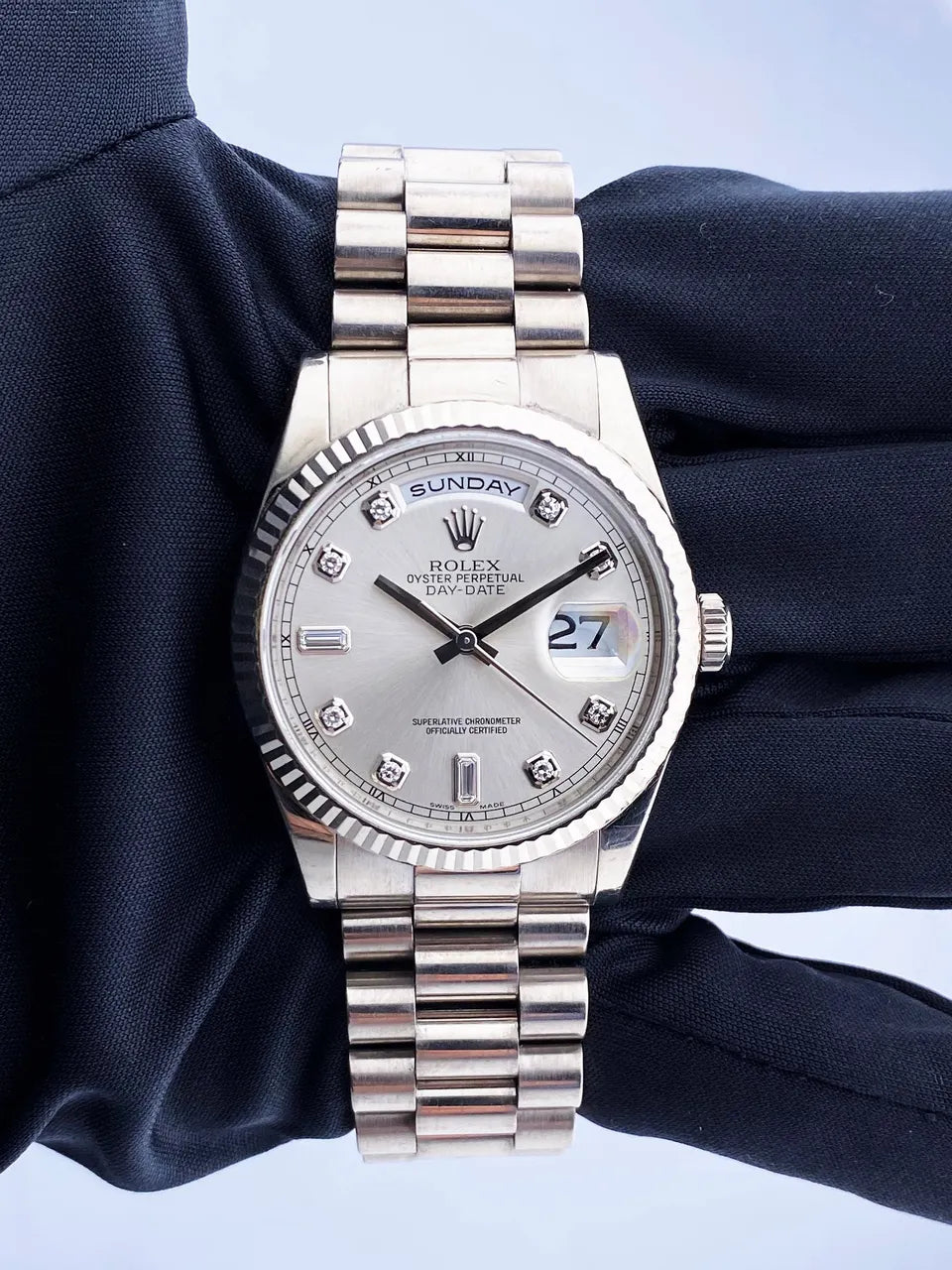 Rolex Platinum Silver Diamond - Hình 2