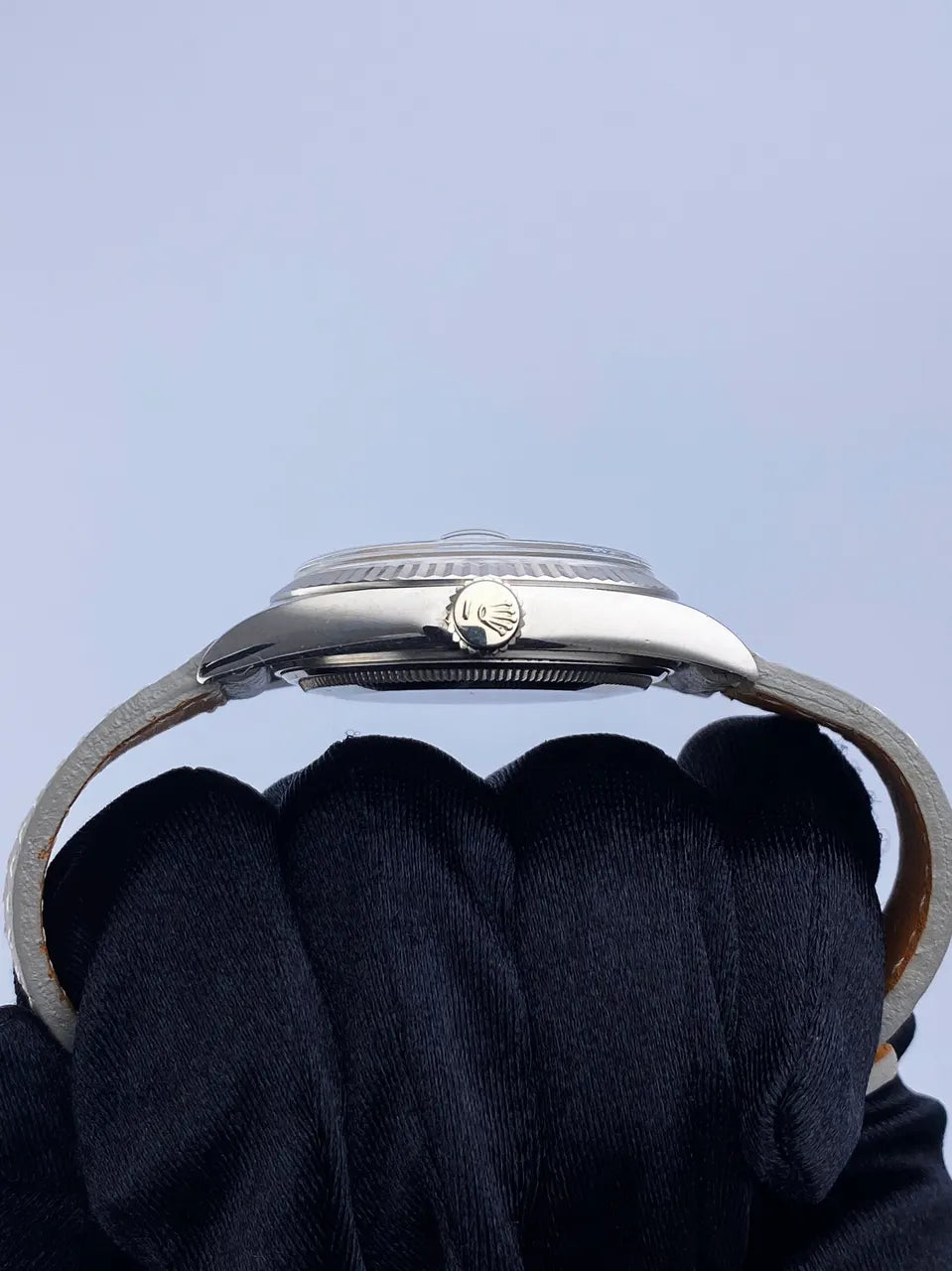 leather Rolex Day-Date Silver Dial - Hình 4