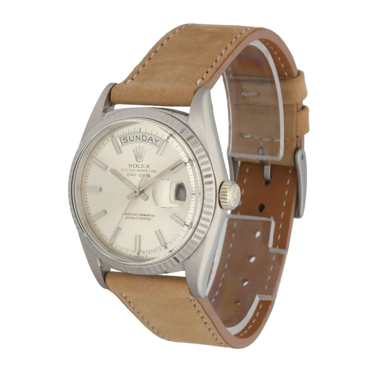 Rolex Day-Date Silver Dial brown - Hình 2