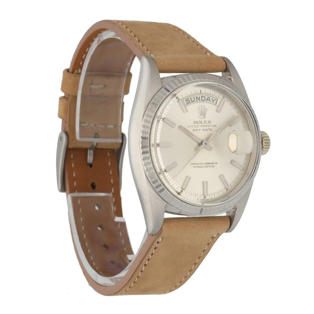 Rolex Day-Date Silver Dial brown - Hình 3