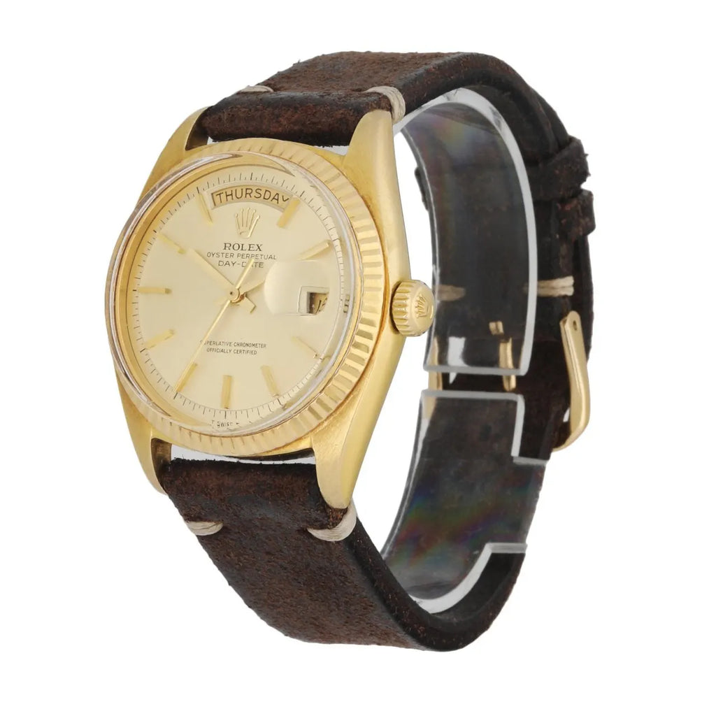 Rolex Day-Date Gold Brown Leather - Hình 2