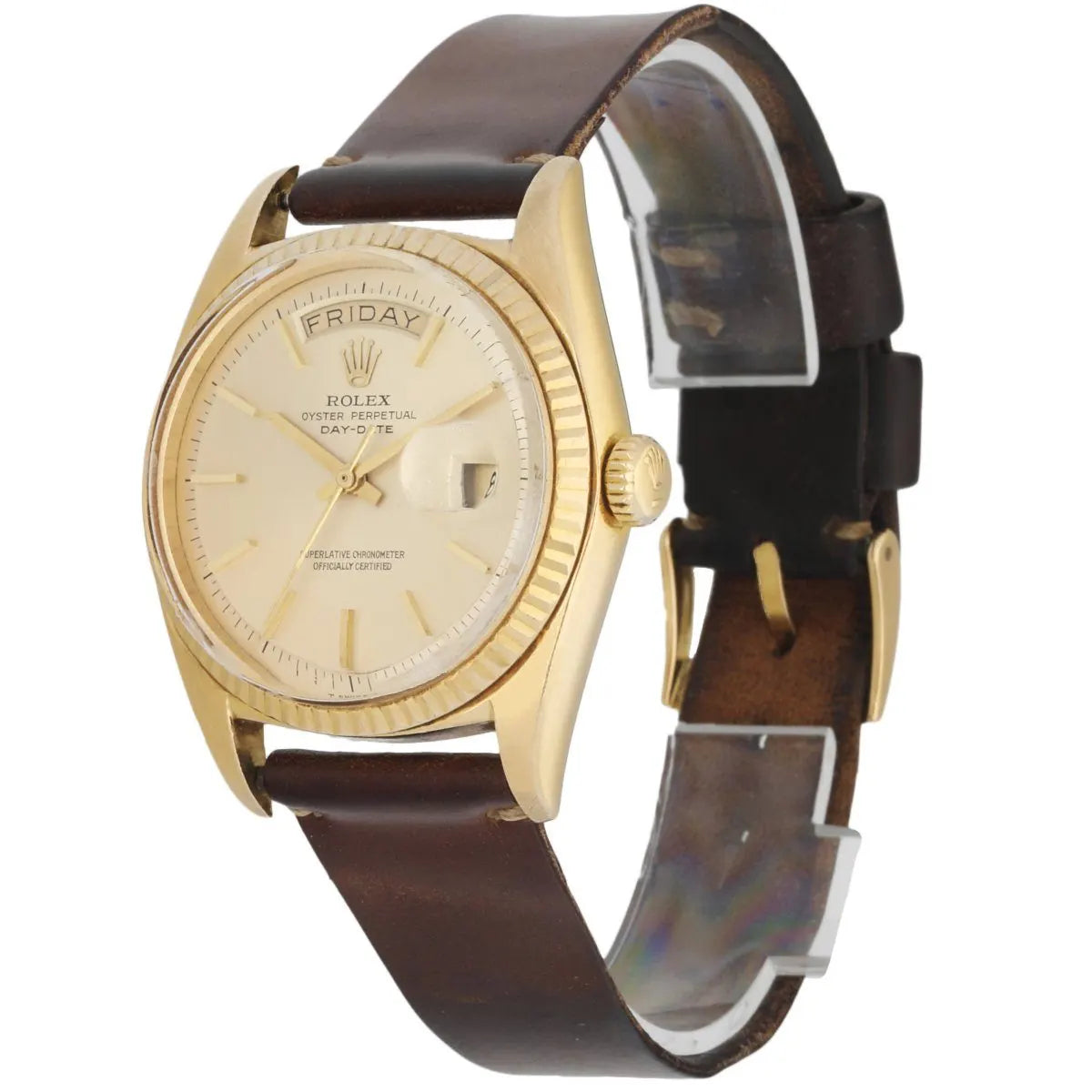 Rolex Gold Leather Champagne Dial - Hình 2